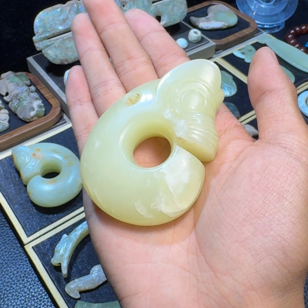 玉用****3玉摆件猪笼