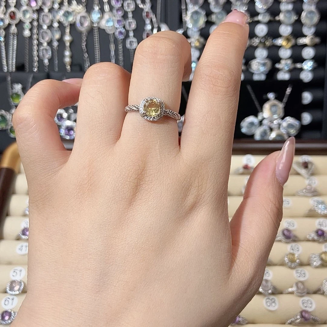 饱***ㅤ黄晶戒指银S925镶嵌