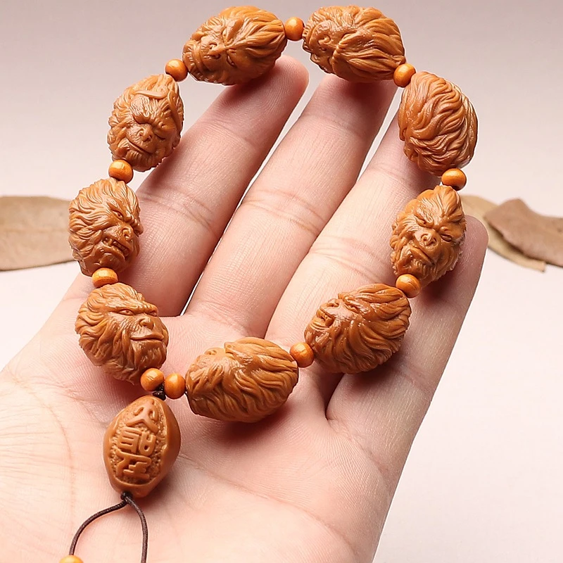 橄榄核手把件雕刻单圈文玩手串大神归来悟空手链百态表情1.6x2.2