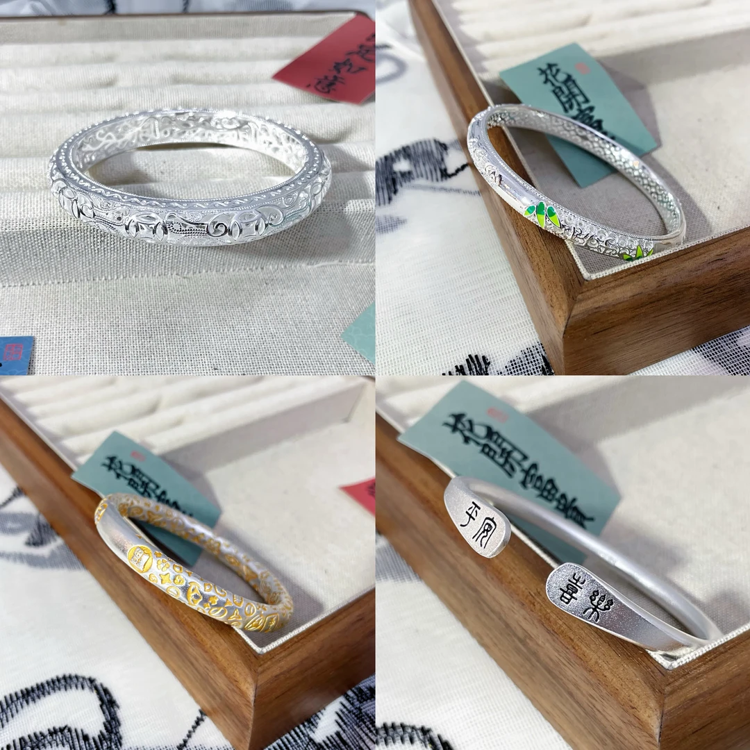 足银银制品 直播间选款时尚百搭精美手镯手串手链戒指(PJ-1)