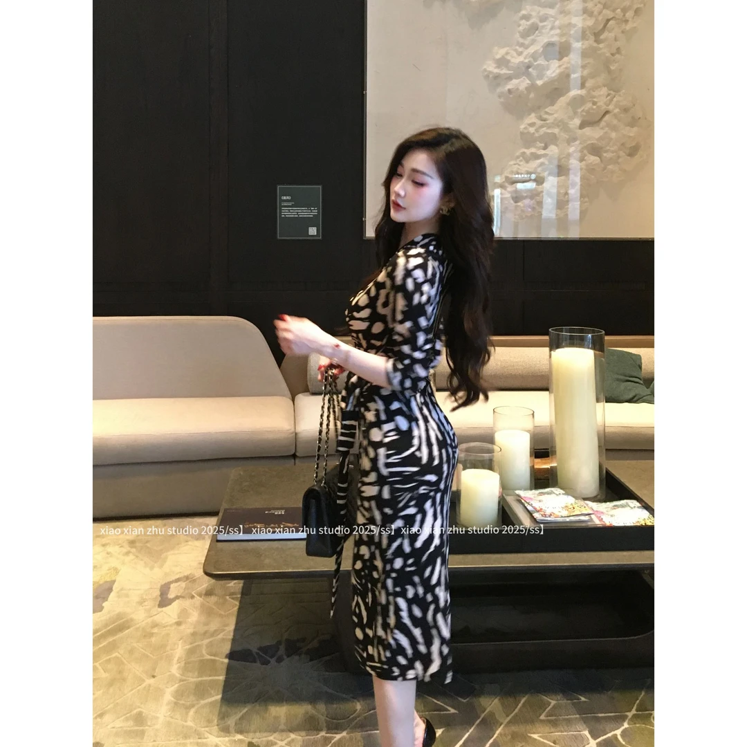 XXZHU【黑白奇遇】连衣裙包臀性感法式夏季裹身裙ZZ-852