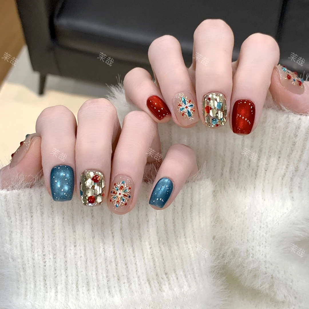 茉哉现货【九天神女】纯手工定制美甲拆卸穿戴甲A4098