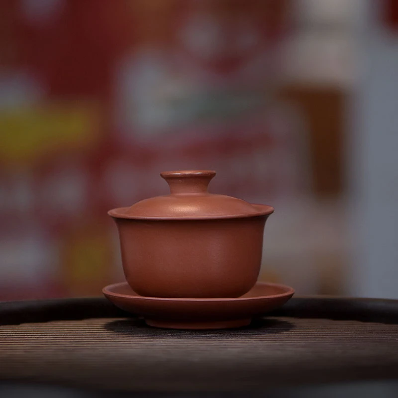 阎记抟砂 朱泥  三才盖碗 EE紫砂S16 13 515