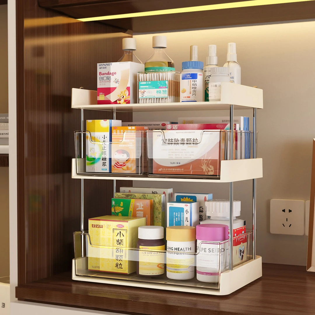 药品收纳盒抽屉式家用大容量急救输液药物置物架桌面多层医疗箱