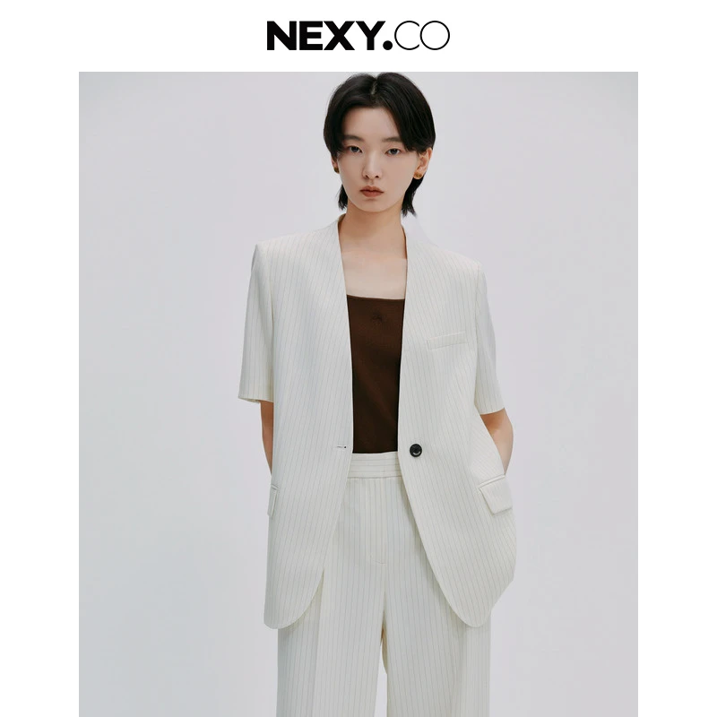NEXY.CO/奈蔻外套|职业女性|干练|白色|显瘦|重要场合|XA02007V1