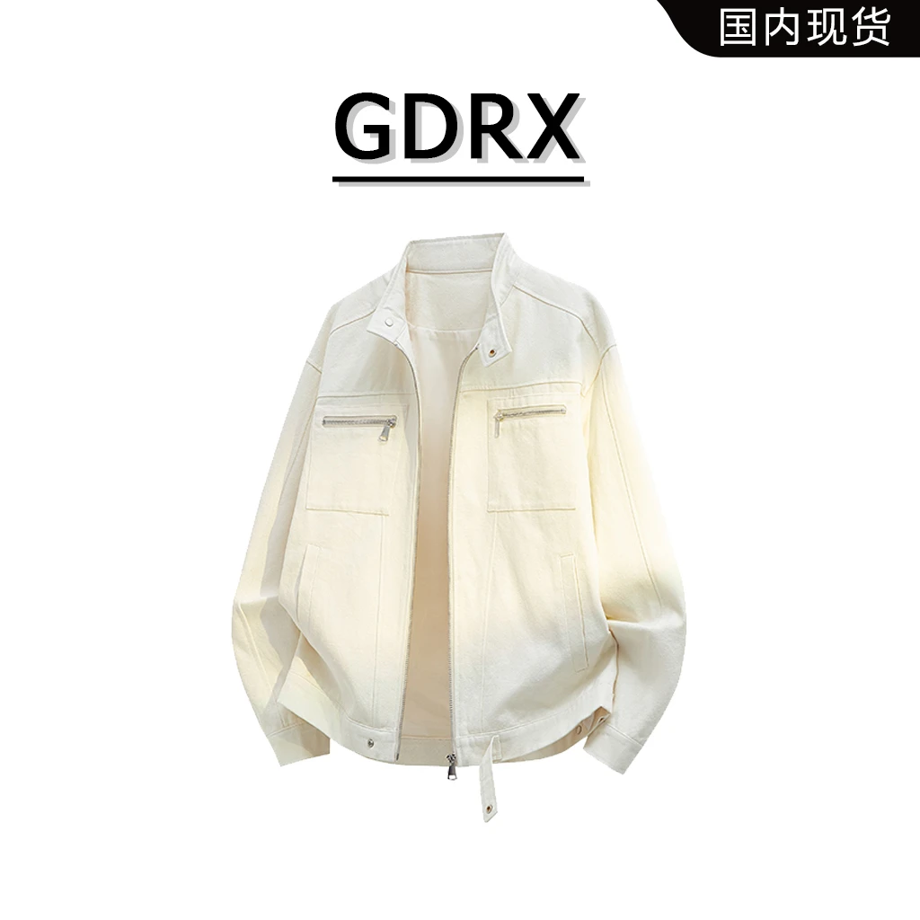 GDRX户外工装立领夹克2025秋季新款纯色简约高级宽松大码上衣外套