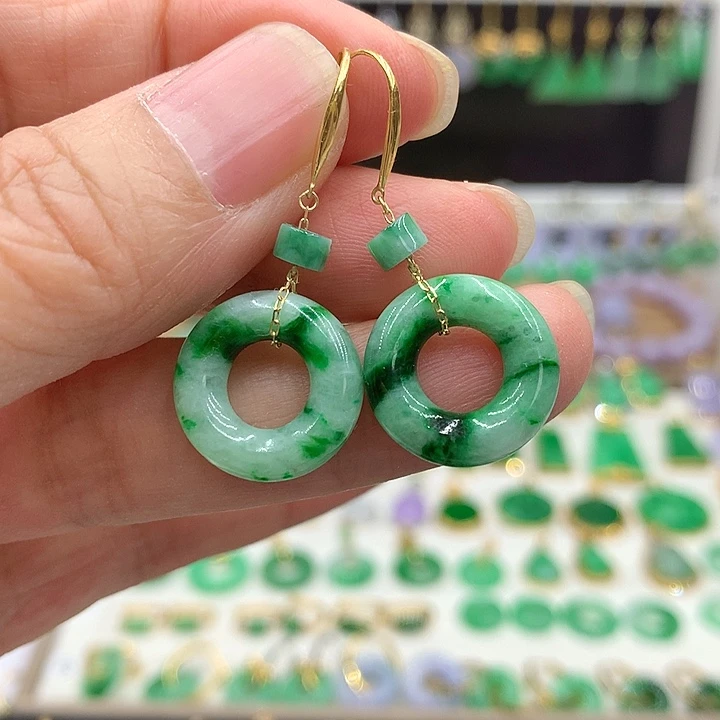 翡翠18K金镶嵌耳饰