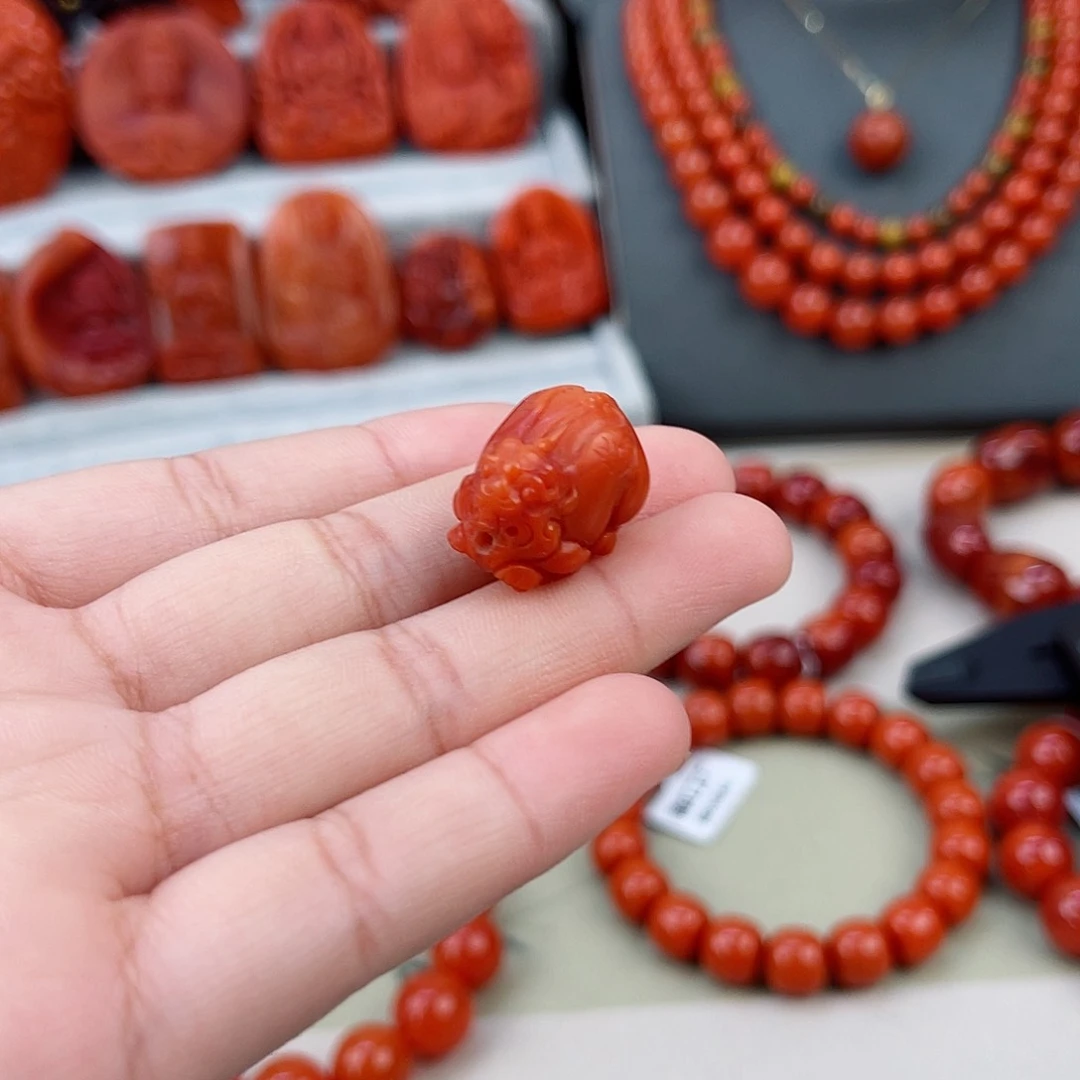 手链未镶嵌南红玛瑙瓦西柿子红貔貅