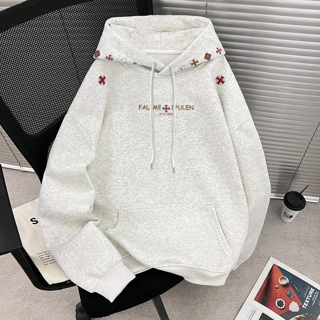 CKKOR男女同款加绒加厚连帽卫衣秋冬新款时尚百搭潮流休闲服外套