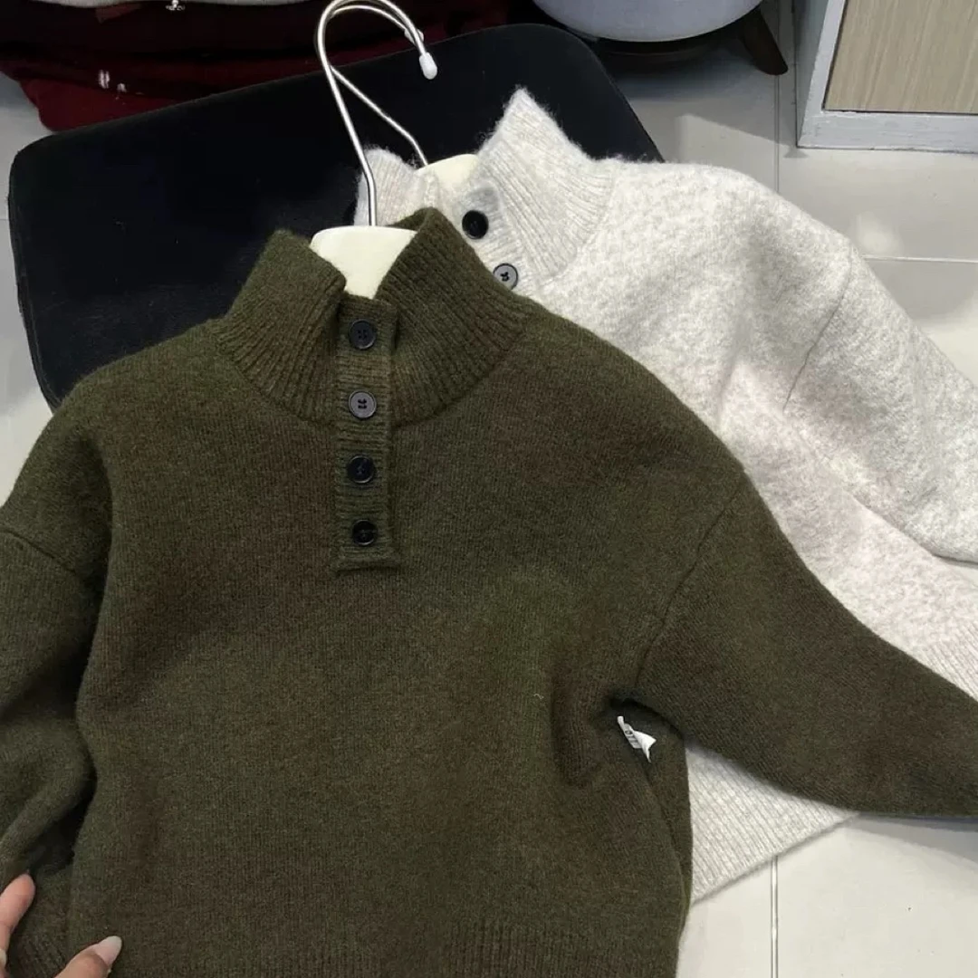 男童毛衣加厚保暖儿童针织衫秋冬装2025新款男女童上衣高领一体绒