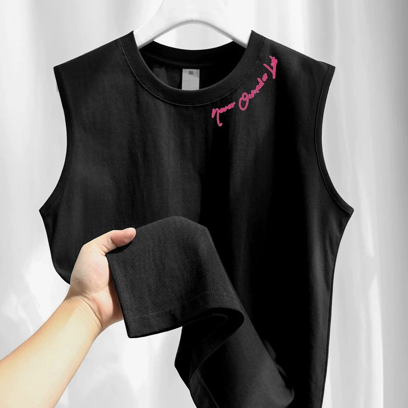 奥特莱斯~外贸清仓美式潮流100%纯棉坎肩背心男夏季百搭无袖上衣