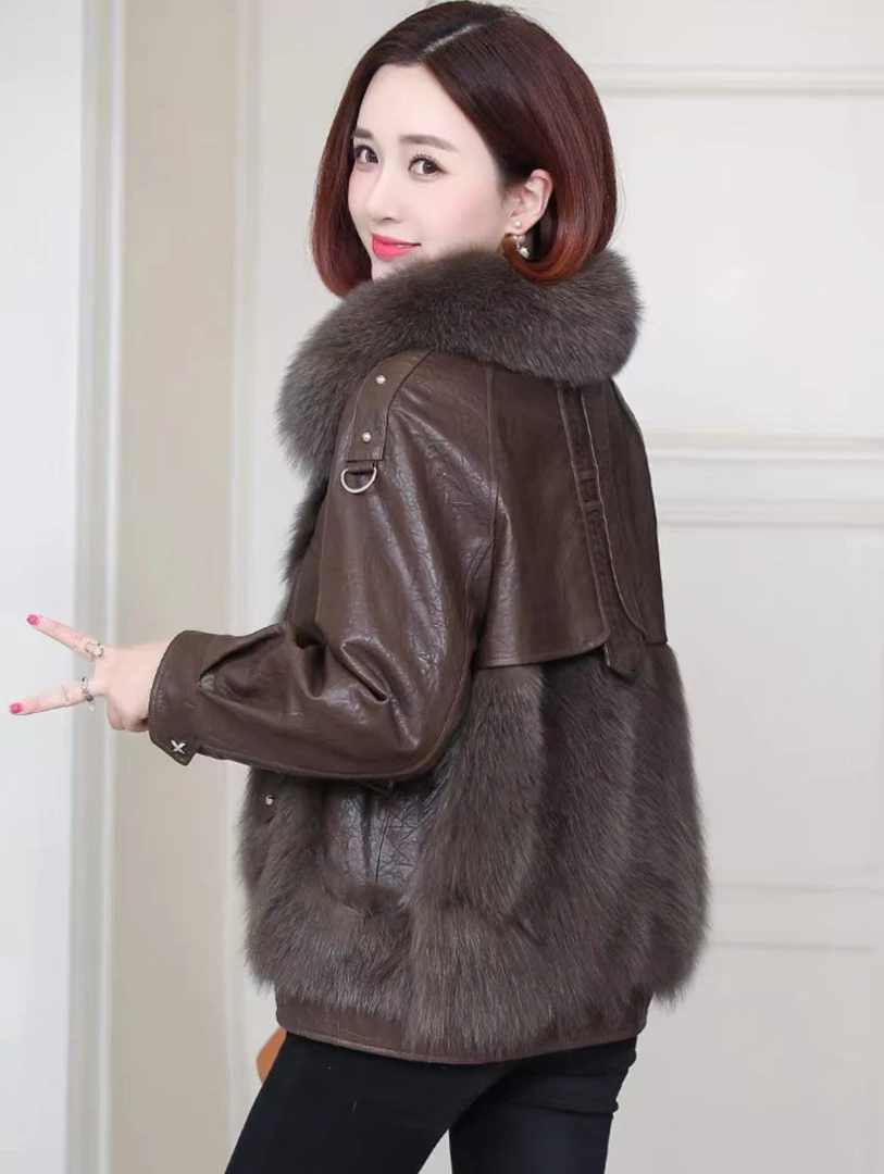 2025款冬款意大利托斯卡毛海宁高蛋白绵羊皮时尚显瘦皮毛一体外套