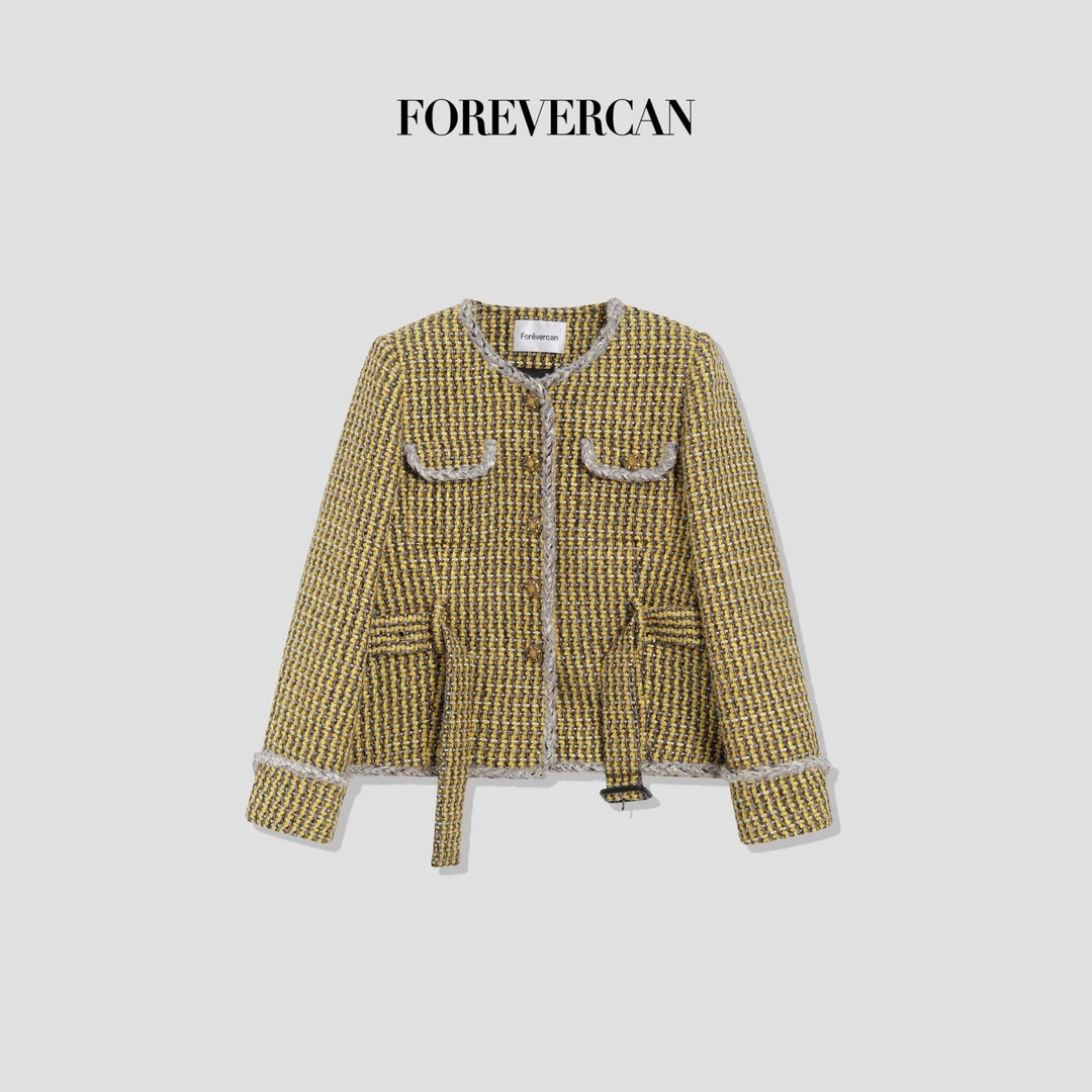 FOREVERCAN“浮光落日”进口特种花式纱自带腰带西装外套SC22529