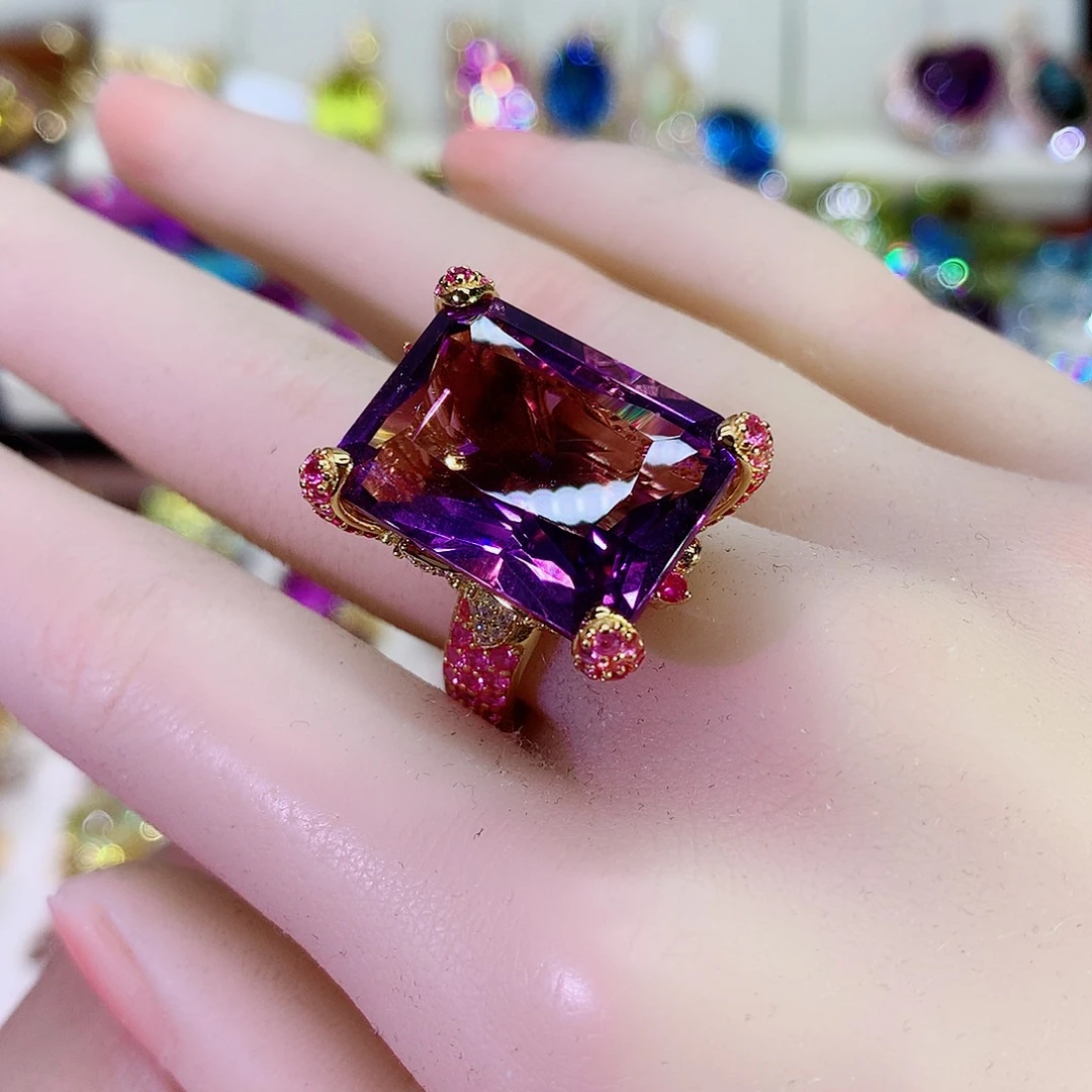 水晶戒指银S925镶嵌