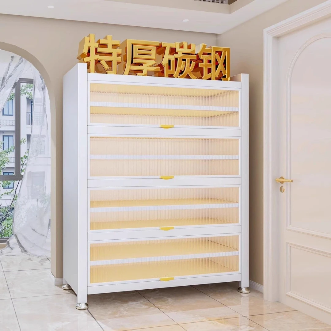 家用门口多层鞋柜钢制大容量鞋架新款室内入户防尘玄关收纳置物柜