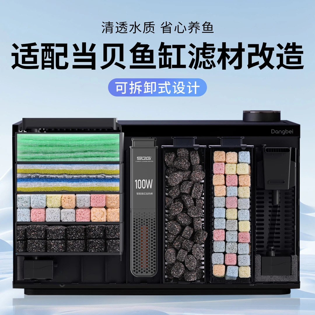 适用当贝鱼缸过滤仓改造物理生化加热仓一体化过滤滤材培菌升级