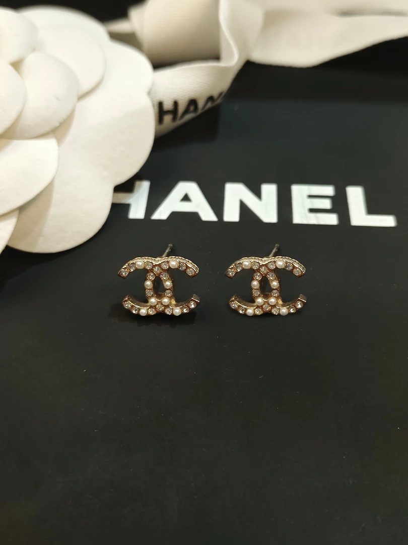 全新未使用 Chanel/香奈儿 珍珠钻双C耳钉0075/时尚/香选