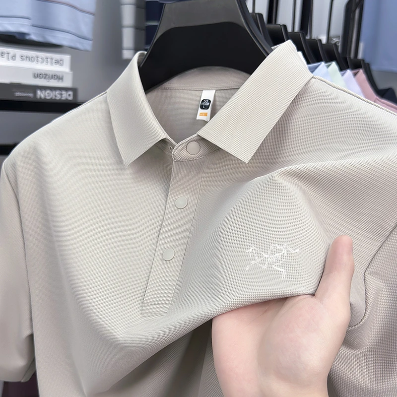 【奥莱撤柜】纯原刺绣鸟男士短袖t恤夏季冰丝翻领半袖休闲polo衫