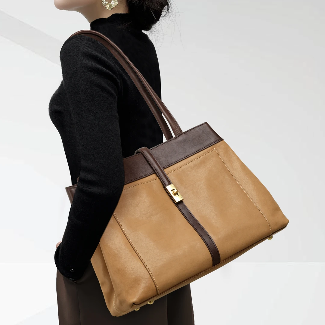 CCAMO2026年新款包包女包轻奢品牌上档次的植鞣牛皮包高级感大包