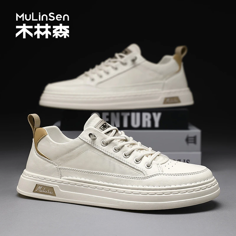 木林森小白鞋男款2025新款秋季透气男士板鞋运动软底增高休闲潮鞋