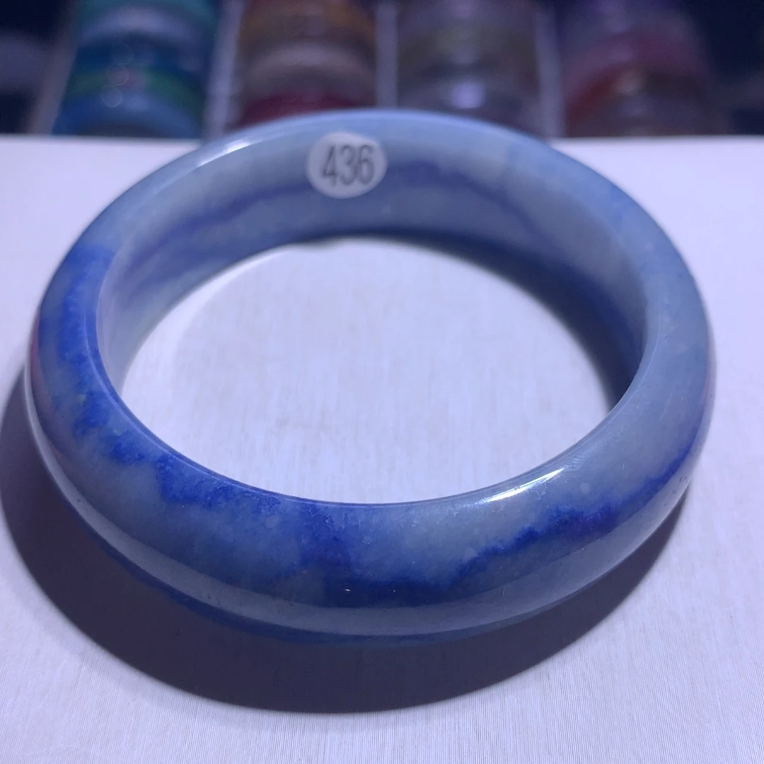 手镯水晶银S925镶嵌蓝线58.1圈436