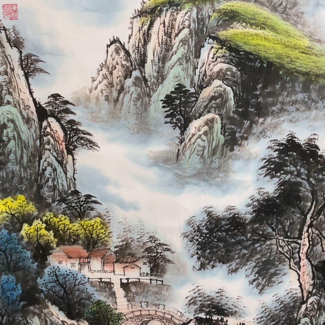 国画手绘带装裱和运险w