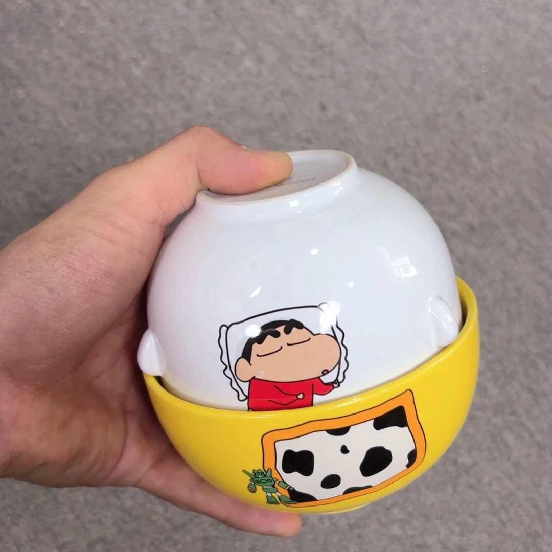 陶蜡笔小新带盖四点五寸碗