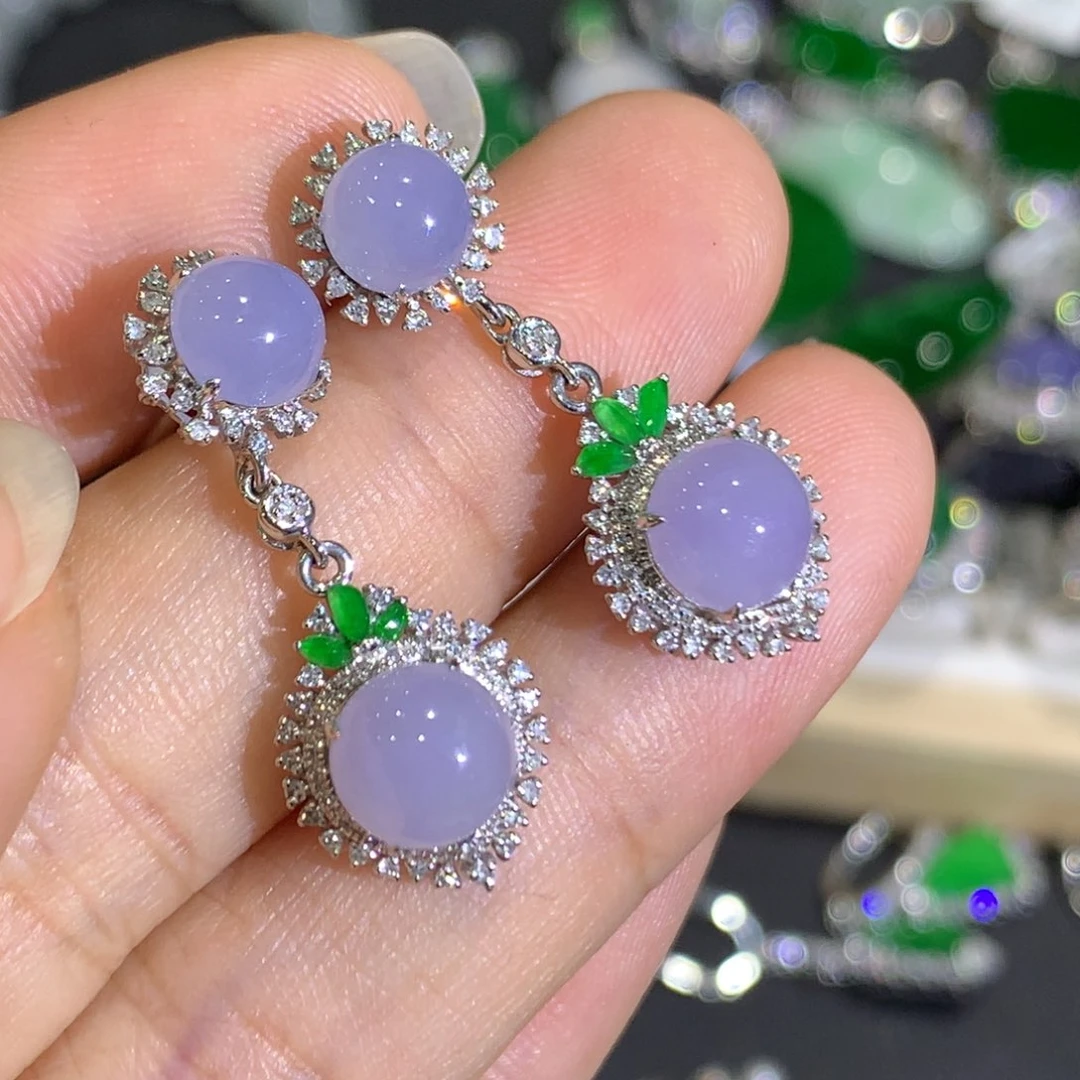 翡翠耳饰18K金镶嵌9、