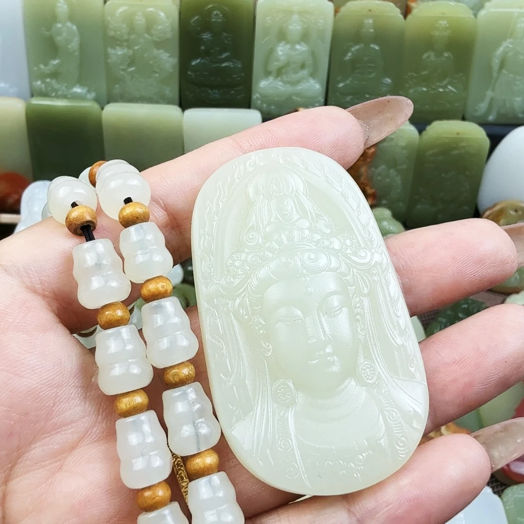 冰晴水观音头吊坠挂件
