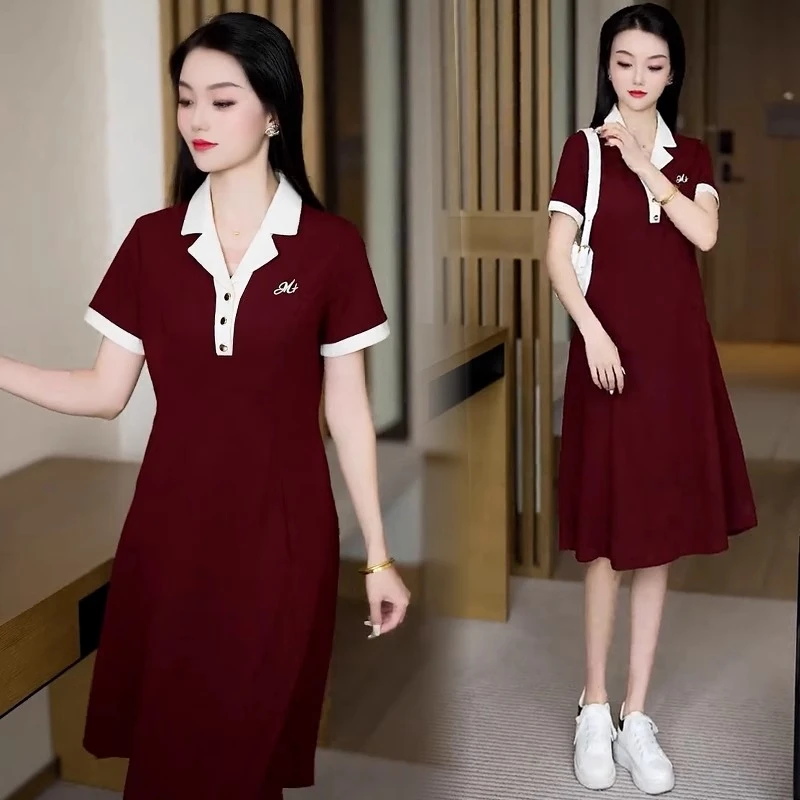 时尚休闲卫衣连衣裙女2025夏季新款洋气收腰显瘦拼接中长款T恤裙