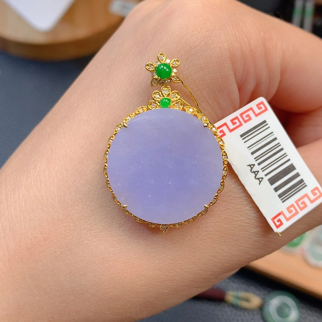 吊坠(不含链)18K金镶嵌翡翠翡翠