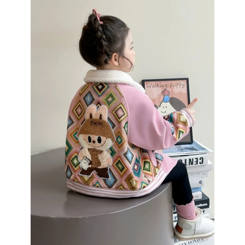 女童卡通外套加厚秋冬新款洋气宝宝保暖夹克上衣