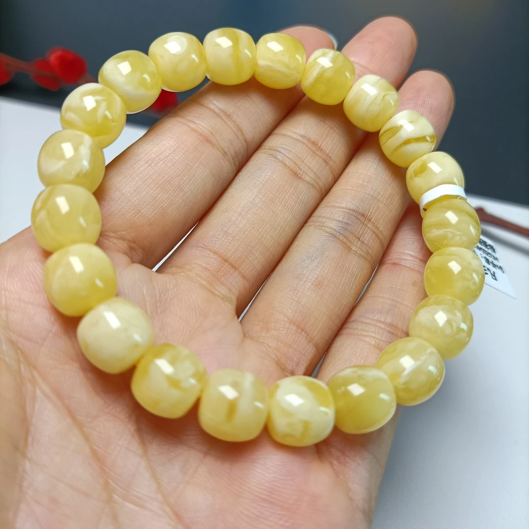 9.6精工老型手串~俄料蜜蜡浓蜡妖花~4062