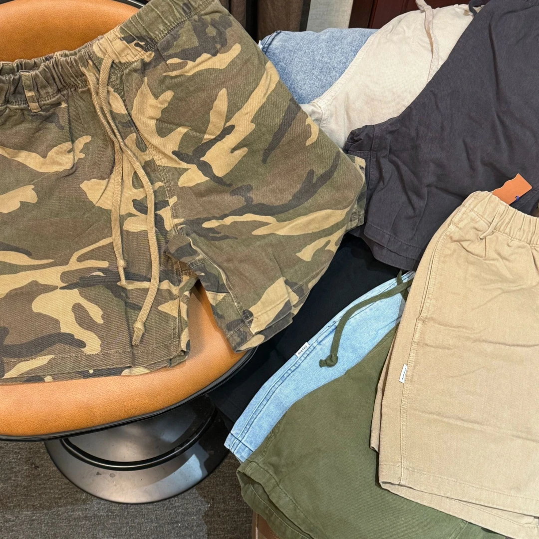 【5040】纯棉复古日系做旧工艺宽松舒适透气多色短裤-HJD