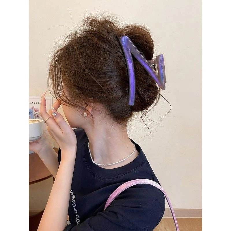 高质量小众Z字形抓夹女高级感2025新款大号鲨鱼夹发夹后脑勺头饰