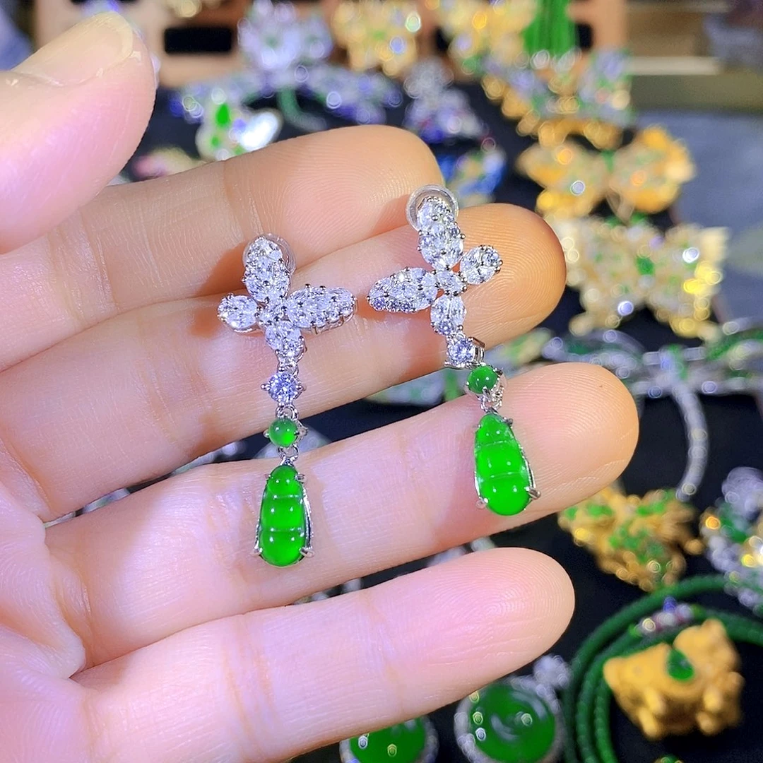 吊坠(不含链)银S925镶嵌翡翠