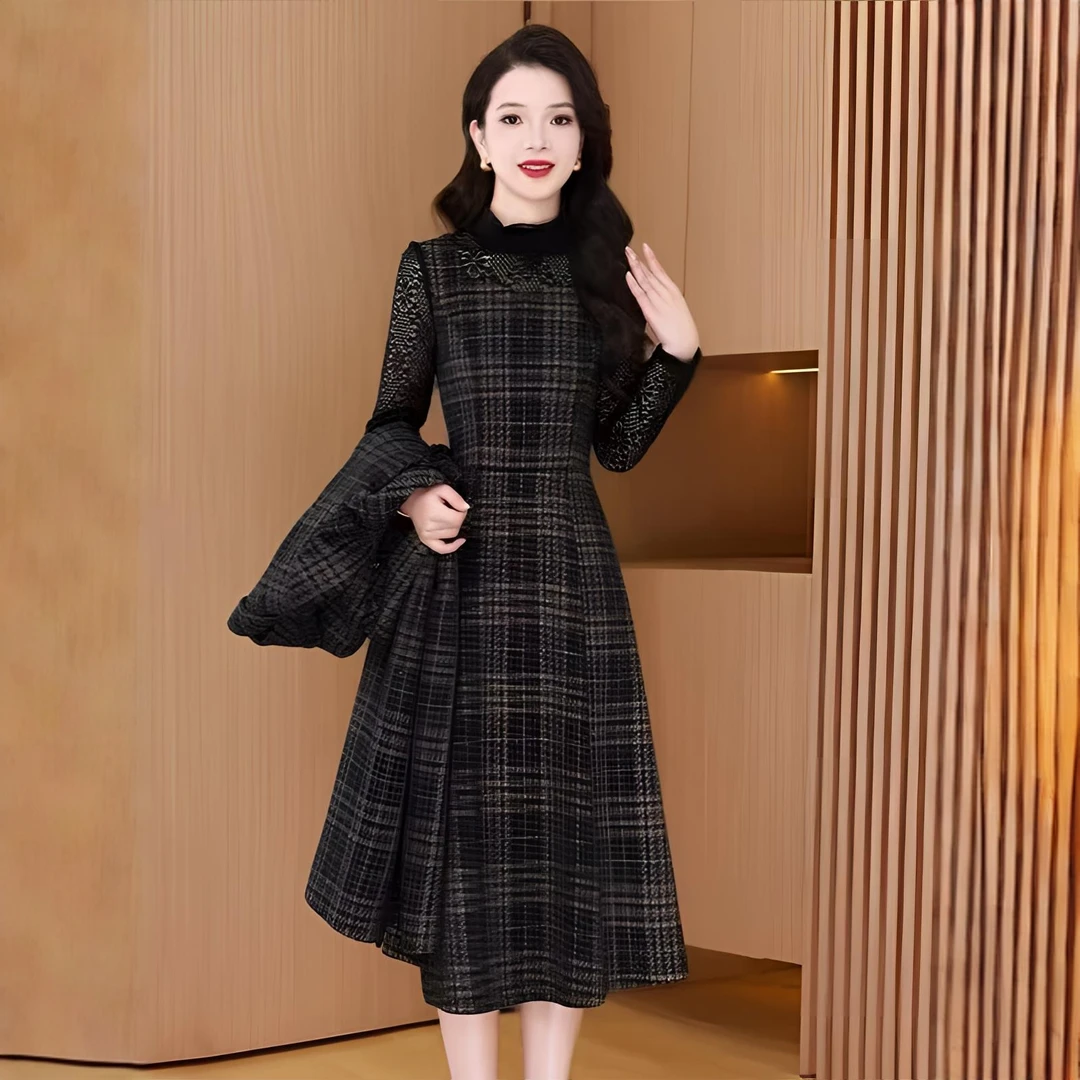 〈纪朵研〉1462洋气减龄连衣裙外套两件套装