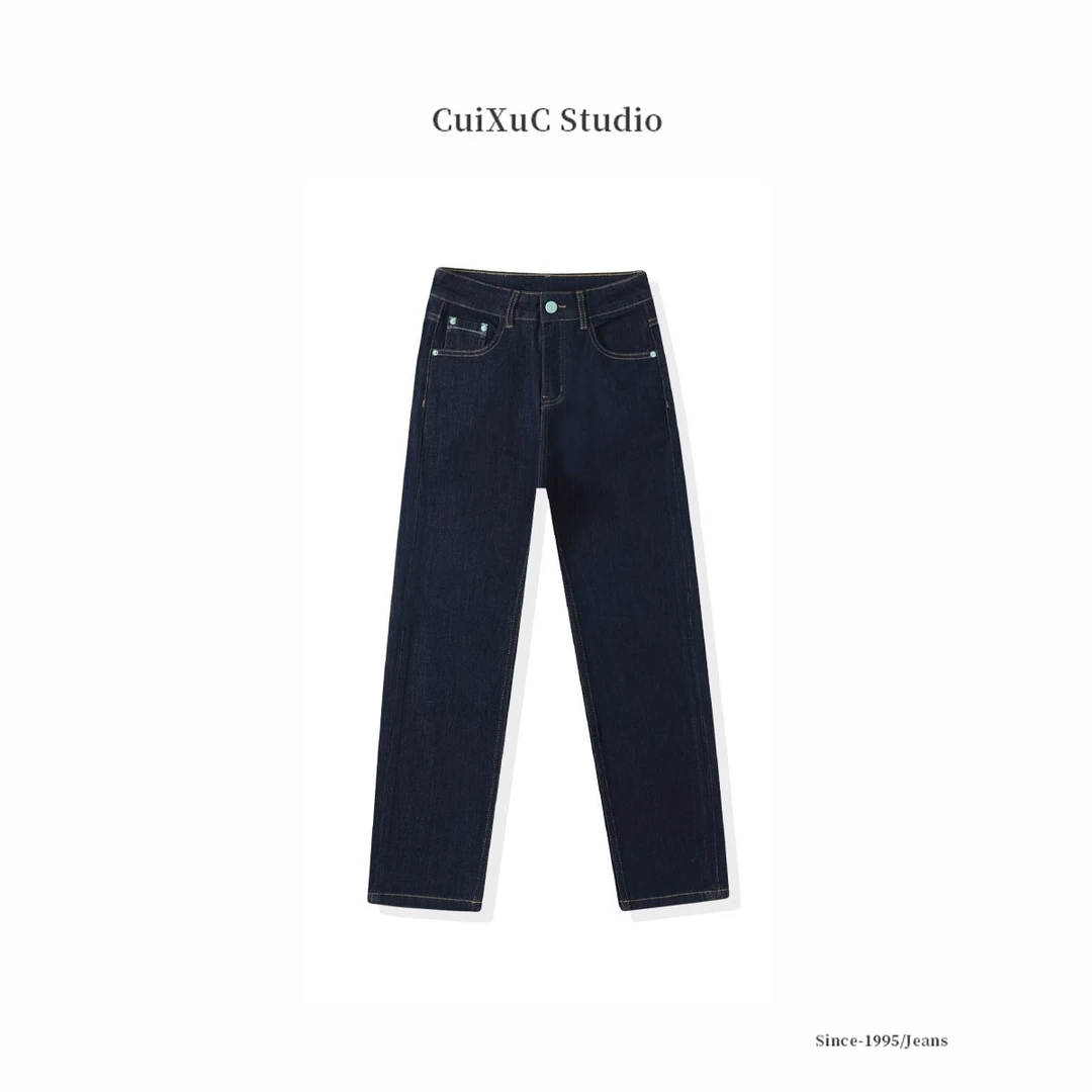 【爆款WUD】三色黑金-烟管裤小个子高腰显高显瘦直筒牛仔裤百搭九分