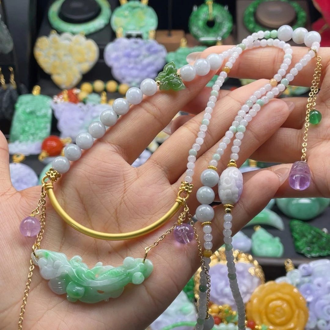 翡翠未镶嵌颈饰代编织