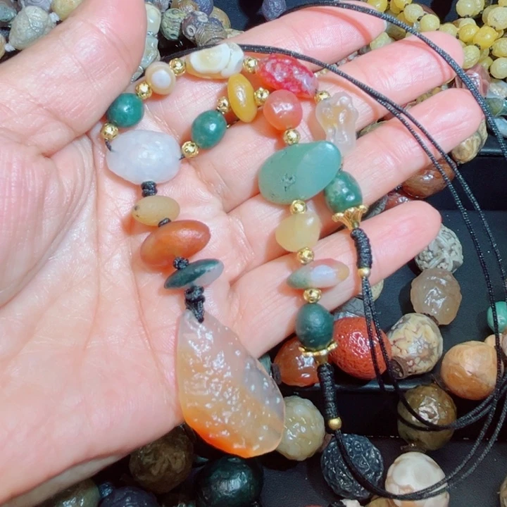 玛瑙/玉髓手链银S925镀金镶嵌