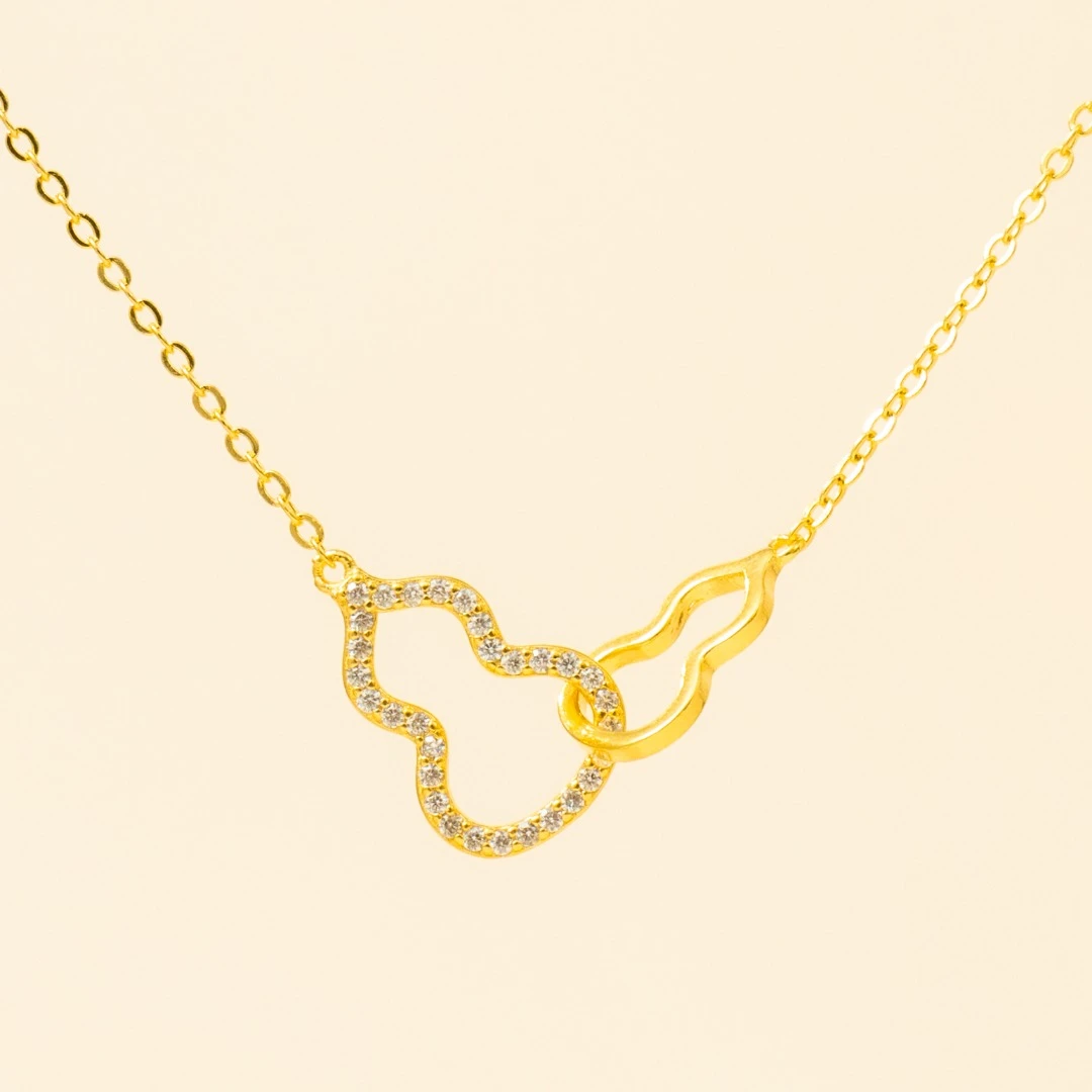 链子足银 双生葫芦套链 约3g 时尚百搭 经典款式