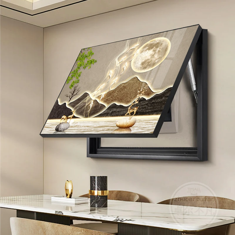 轻奢电表箱画装饰画现代简约九鱼图电闸箱客厅配电箱开关遮挡挂画