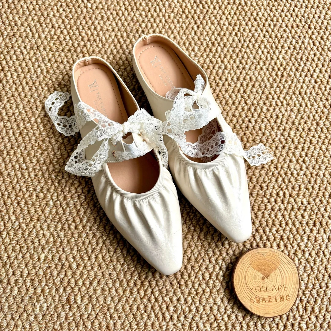 （编号7915）蝴蝶结法式温柔风2025夏季新款气质舒适百搭包头半拖