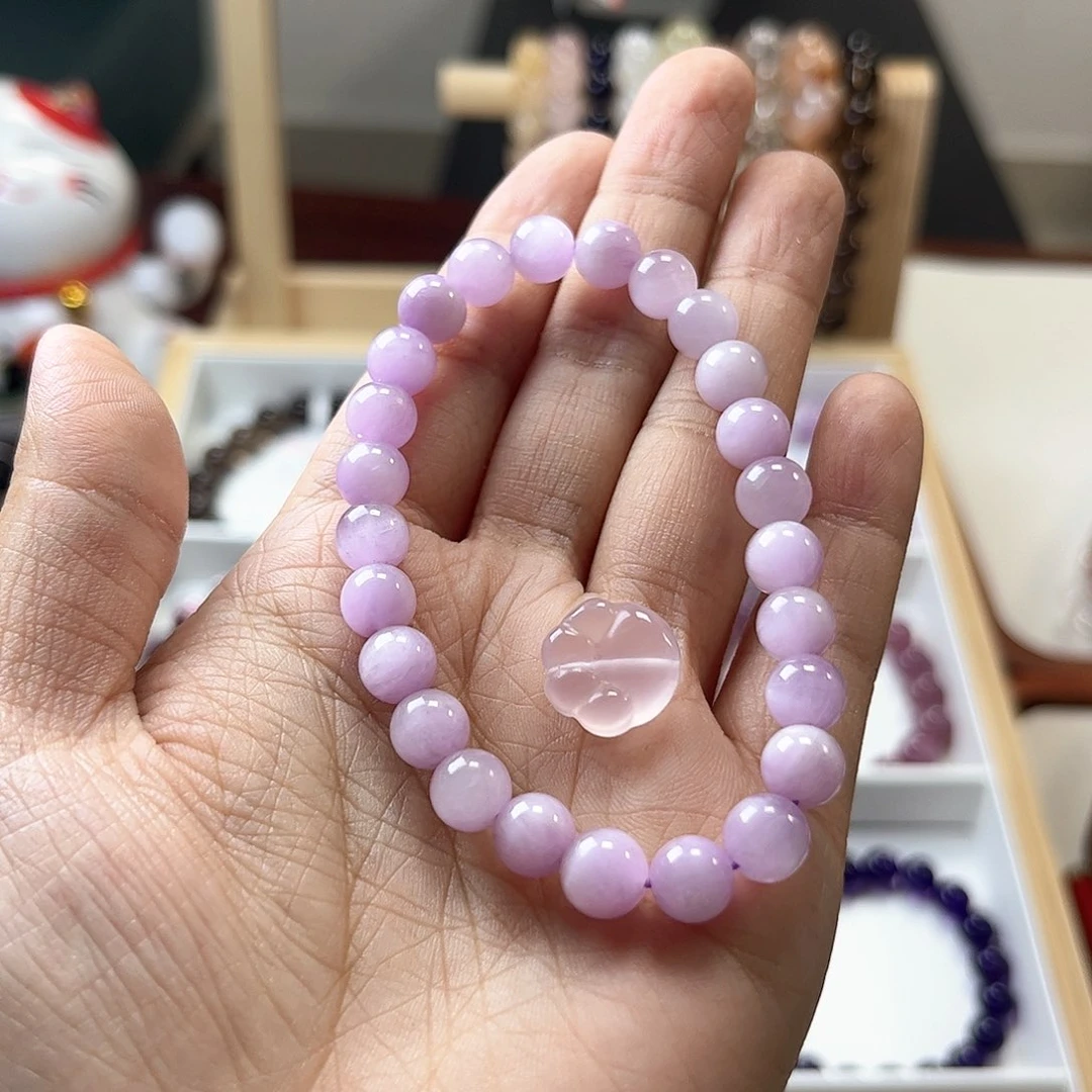 水晶手链未镶嵌小**宝7mm紫锂辉