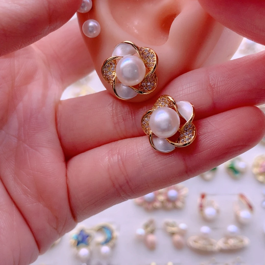 淡水珍珠耳饰合金