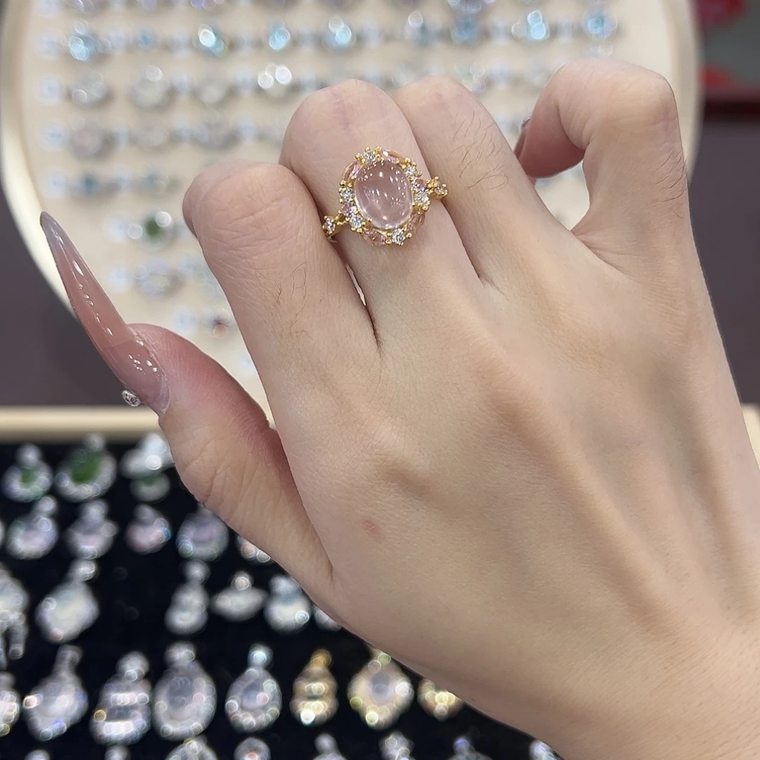 芙蓉石戒指银S925镶嵌