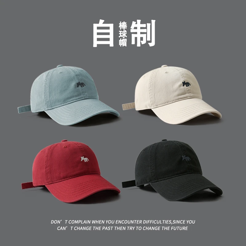 原创小狐狸帽子大头围鸭舌帽小狐狸刺绣时尚百搭秋冬潮流棒球帽