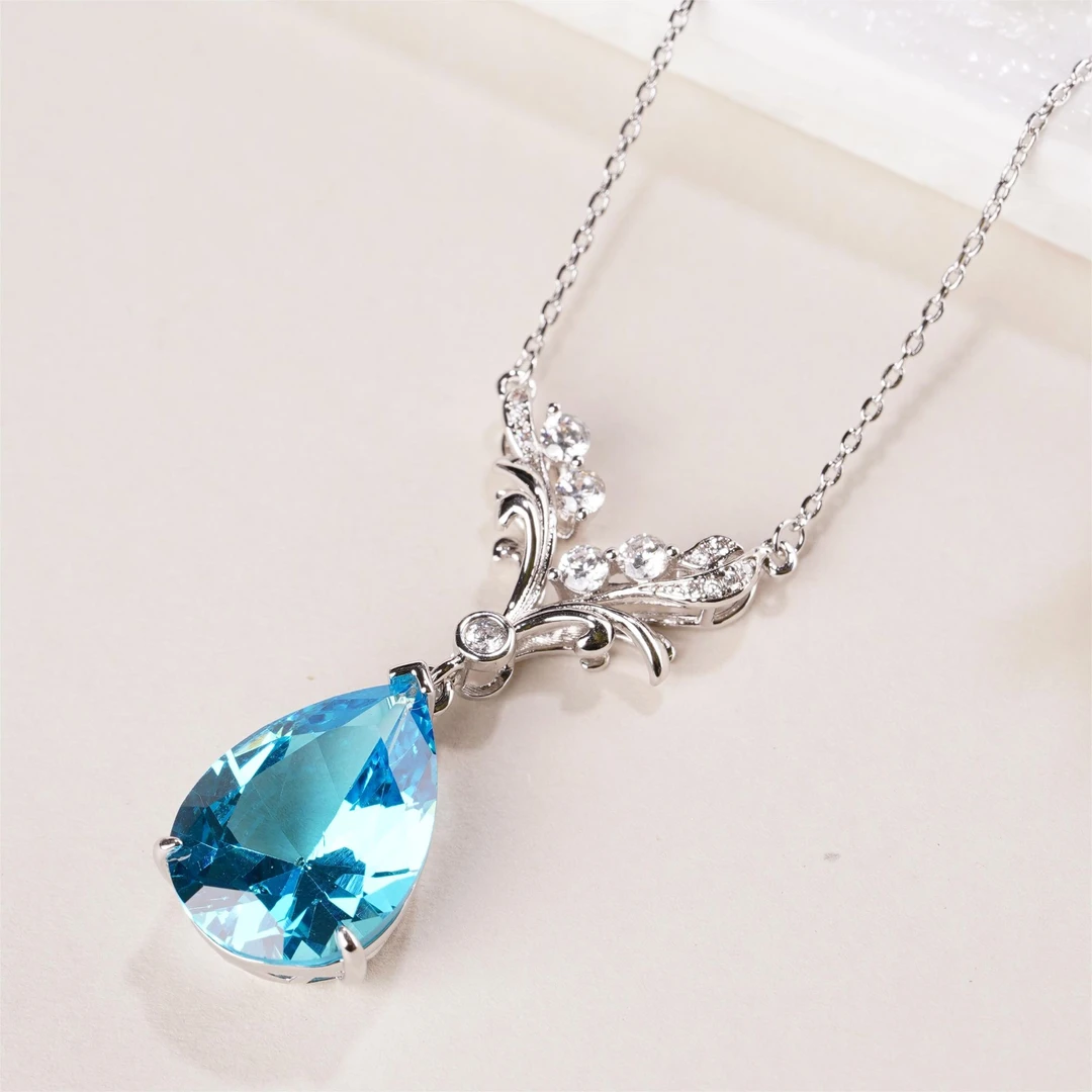 【托帕石】S925银天然托帕石天使之翼项链