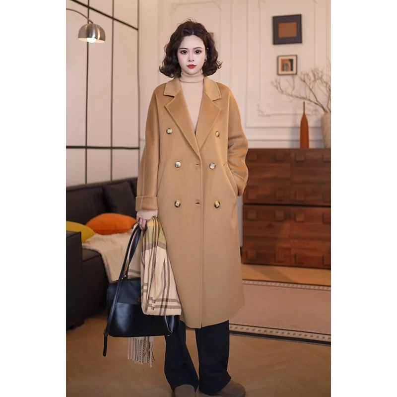 【25-801】经典拱针801双面100%高支澳毛茧型气质双排扣高级感大衣