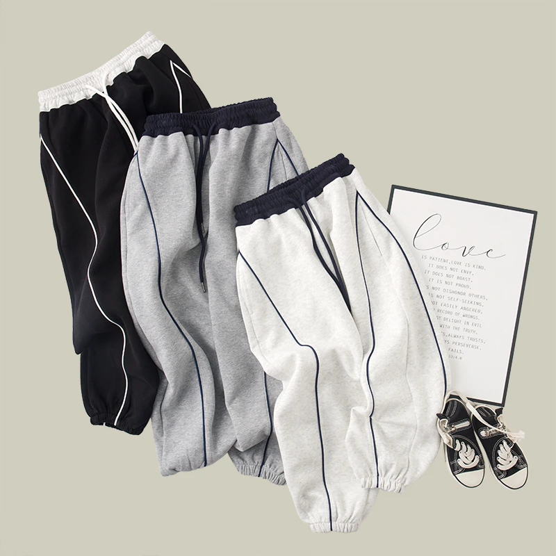 吴小越W977童装男童裤子春款儿童长裤男孩卫裤休闲灰色运动裤